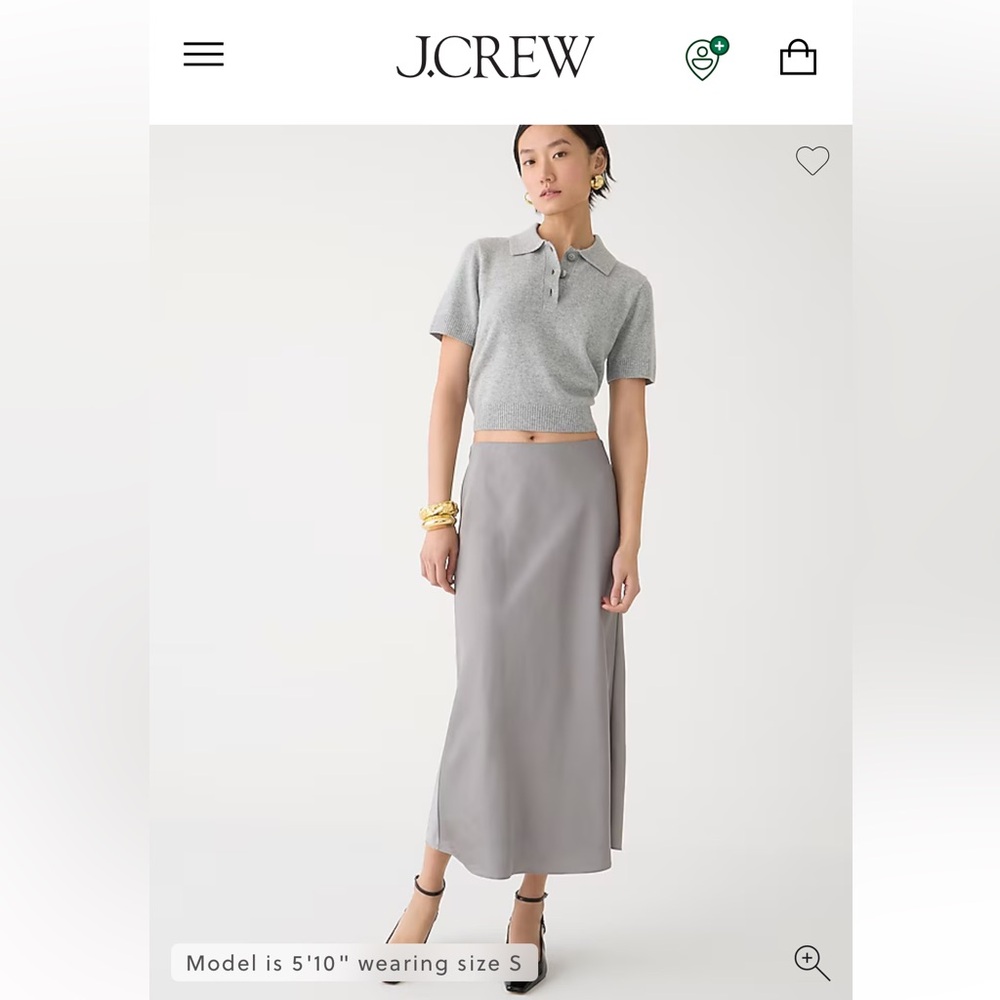 J. Crew • elegant • bias cut, tea length •  Gwyneth slip skirt in ‘vintage dove’
